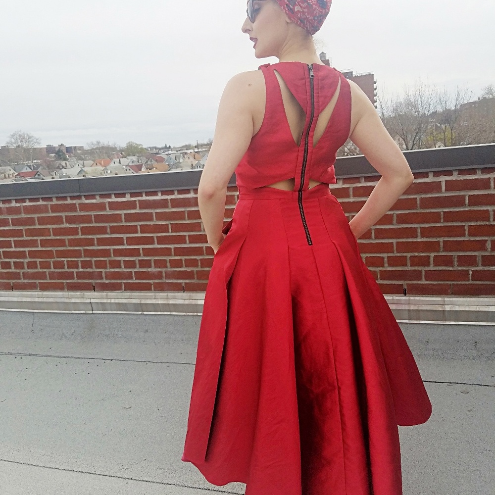 Sachin & Babi Cutout Cocktail Hi-Low pin-up 50s style Prom Evening Gown